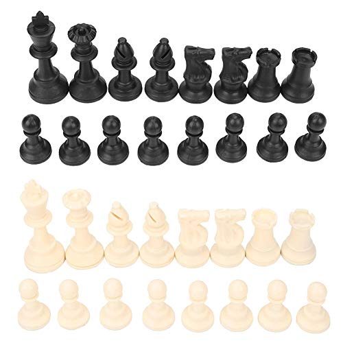 Piezas de ajedrez internacionales torneo estándar de plástico en blanco y negro con fondo de pelo Figuras de ajedrez