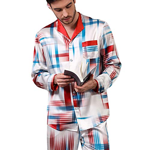 Pijamas, Conjunto de Pijama para Hombre Ropa de Dormir de Manga Larga Tops y Pantalones / Partes Inferiores con Botones Conjunto clásico de 100% Seda de Morera para el hogar Otoño e Invierno L, XL Pijamas, Conjunto de Pijama para Hombre Ropa de Dormir de Manga Larga Tops y Pantalones / Partes Inferiores con Botones Conjunto clásico de 100% Seda de Morera para el hogar Otoño e Invierno L, XL