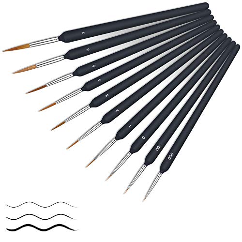 Pinceles, Telgoner 10 Piezas Juego de Pinceles Finos Pinceles para Artistas Pinceles de Arte Profesional para Acrílico, Óleo, Acuarela, Miniatura, Modelo, Uñas, Facial Pintura Pinceles, Telgoner 10 Piezas Juego de Pinceles Finos Pinceles para Artistas Pinceles de Arte Profesional para Acrílico, Óleo, Acuarela, Miniatura, Modelo, Uñas, Facial Pintura