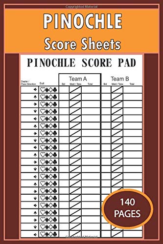 Pinochle Score Sheets: Ultimate Book Of Card Games, Party Scoreboard for card games, Large Score Pads 140 Pages