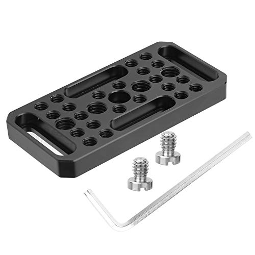 Placa de expansión, placa de expansión de soporte de montaje de aluminio universal con orificios para tornillos de 1/4 y 3/8 de pulgada para cámara DSLR