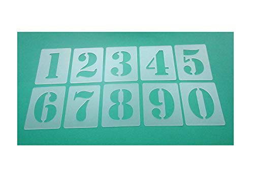 Plantilla de números n.º 05, altura de los números 5 cm, 1 juego de números 0 – 9, 10 plantillas individuales, plantilla de pintura, plantilla de pared