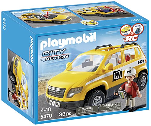 Playmobil Construcción -  Coche de supervisión , Playsets de Figuras de Juguete, 25 x 12,5 x 20 cm, (5470)