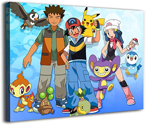 Pokemon Anime Modern Canvas Print Artwork Printed on Canvas Wall Art for Home Office Decorations 24"x18", Stretched and Ready to Hang