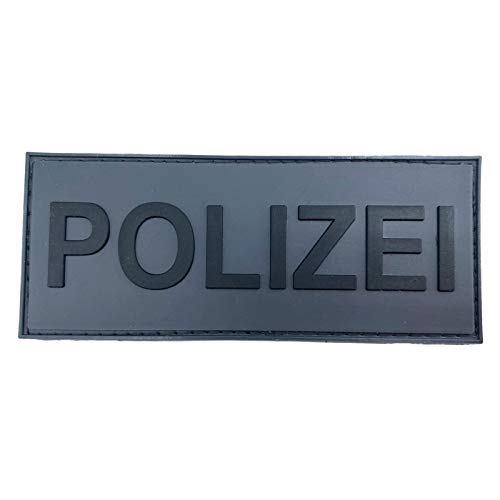Polizei Police - Parche de PVC para airsoft, paintball, línea azul alemana (gris)