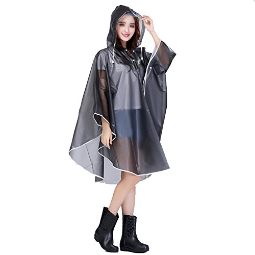 Poncho de lluvia Tininna impermeable unisex, con capucha, de material EVA traslúcido gris Gris