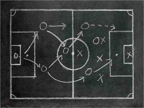 Póster 70 x 50 cm: Football Tactics on a Blackboard de Simon Belcher/imageBROKER - impresión artística, Nuevo póster artístico