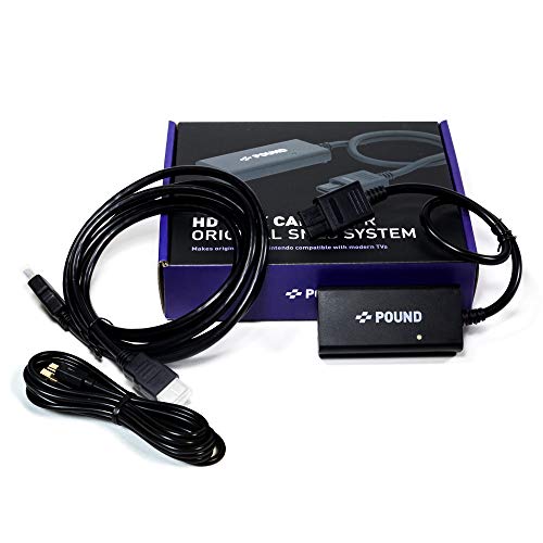 POUND Cable Link HD para Super Nintendo SNES - Cable HDMI Imagen RGB Nativa, Resolución de 720p – Incluye Cable Micro USB para Aumentar la Potencia