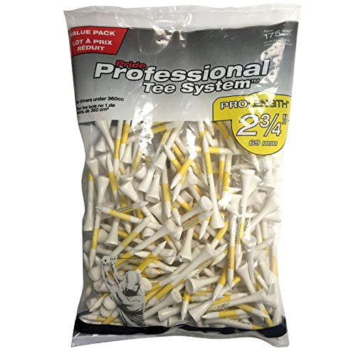 Pride Professional tee System - Golf Pro Length, 2 3/4", 175 Count, White/Yellow