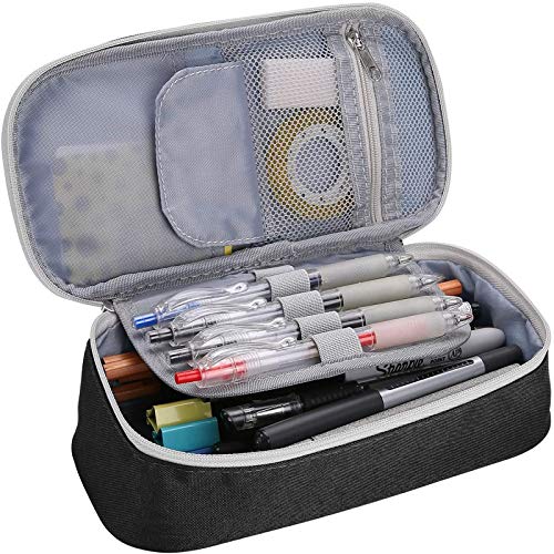 ProCase Estuche Escolar Gran Capacidad, Bolsa de Lápiz Portable Lapicero para Material de Papelería Maquillaje con Cremallera Doble para Estudiantes en Escuela y Empleados en Oficina –Negro ProCase Estuche Escolar Gran Capacidad, Bolsa de Lápiz Portable Lapicero para Material de Papelería Maquillaje con Cremallera Doble para Estudiantes en Escuela y Empleados en Oficina –Negro