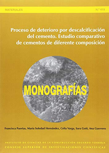 Proceso de deterioro por descalcificación del cemento : estudio comparativo de cementos de diferente composición: 419 (Monografías del Instituto Eduardo Torroja)