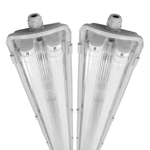 proventa® Luminaria LED estanca IP65 120 cm a prueba de humedad y polvo. Set ahorro 2 uds. Tubos LED incluidos 4.000K 18W 3.600 lúmenes. Pantalla policarbonato con protección IK08. Clase energética A+ proventa® Luminaria LED estanca IP65 120 cm a prueba de humedad y polvo. Set ahorro 2 uds. Tubos LED incluidos 4.000K 18W 3.600 lúmenes. Pantalla policarbonato con protección IK08. Clase energética A+