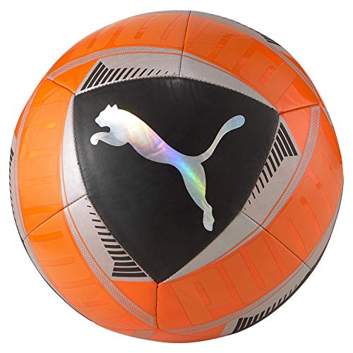 PUMA Icon Ball Balón de Fútbol, Unisex-Adult, Shocking Orange Black Silver, 5