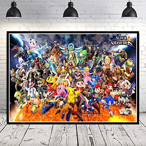 Puzzle 1000 piezas Cuadro de pintura de arte de personajes de Super Smash Bros Ultimate puzzle 1000 piezas adultos Juego de habilidad para toda la familia, colorido juego de u50x75cm(20x30inch)