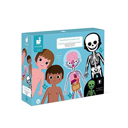 Puzzles Educativos Infantiles El Cuerpo Humano 50 a 100 Piezas - Gran Formato 100 cm - Destrezas Motrices Finas y Aprendizaje de la Concentración - Anatomía - A Partir de los 5 años