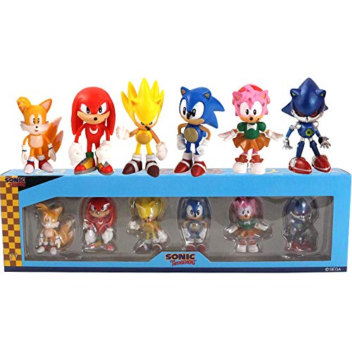 QIMA Sonic Figuras De Juguete 6-7cm 6pcs/Set Sonic Figures Toy Characters Sonic Shadow Tails PVC Generation Boom Rare Box-Packed Regalos para Niños Animales