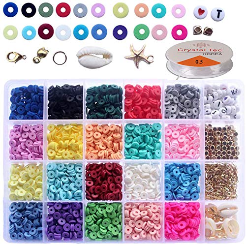 Queta Juguete de Cuentas Coloridas 6mm, 4000pcs 20 Colores Abalorios Hacer Pulseras Collar de Bricolaje, Cuentas de Arcilla de Joyas DIY Manualidad, Fabricación de Joyas con Muchas Herramientas Queta Juguete de Cuentas Coloridas 6mm, 4000pcs 20 Colores Abalorios Hacer Pulseras Collar de Bricolaje, Cuentas de Arcilla de Joyas DIY Manualidad, Fabricación de Joyas con Muchas Herramientas