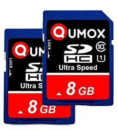 QUMOX 2 x 8GB Class 10 UHS-I (U1) Tarjeta SD