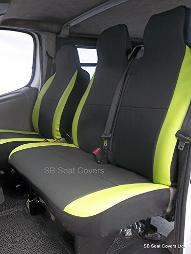 r - Adecuado para furgoneta comercial Fiat Scudo, fundas de asiento, ribete de piel verde lima, color antracita