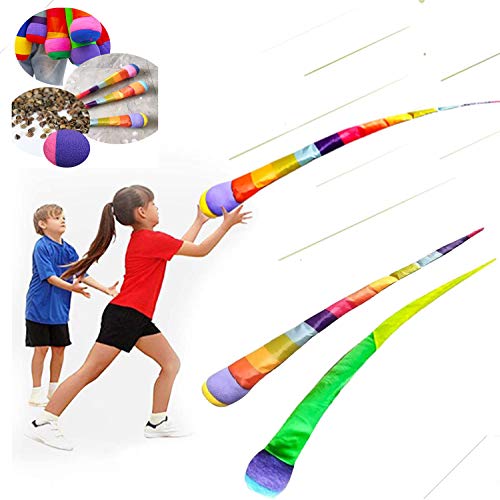 Rainbow Meteor Balls 80cm Ribbon Rainbow Balls Ribbon Wind Resistance Soft Funny Hand Throw Meteor Rainbow Ball Ribbon Sandbags Sensory Play Equipment Outdoor Toys (1 stitching)