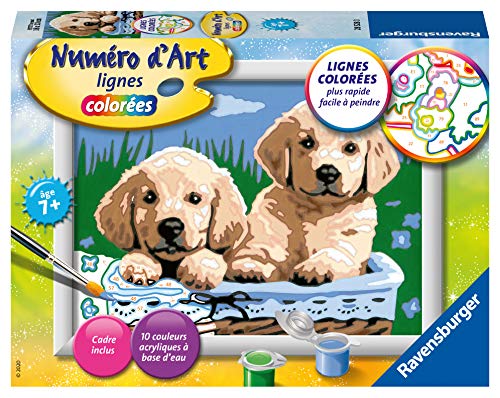 Ravensburger 28528 - Número de Arte - pequeño - Adorable Cachorros - Ocio Creativo - Pintura - Niños a Partir de 7 años