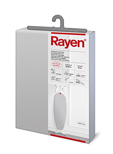 Rayen 6143.01 Funda para Tabla de Planchar, Tejido de algodón Metalizado, Espuma, muletón, Gris Claro, 130 x 47 cm