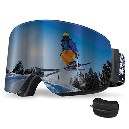 REDSTORM Gafas de Esquí de Versión 2021, gafas de esquí OTG, diseño panorámico de 180 °, gafas de esquí con luz antiniebla y anti-UV para esquí, escalada, ciclismo, deportes de mar