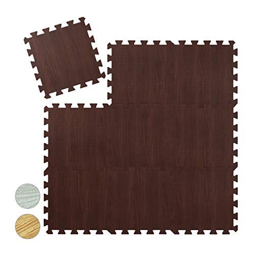 Relaxdays 9 alfombrillas de puzzle unisex para adultos de 0,85 m², goma EVA, efecto madera, sin BPA, color marrón oscuro Relaxdays 9 alfombrillas de puzzle unisex para adultos de 0,85 m², goma EVA, efecto madera, sin BPA, color marrón oscuro