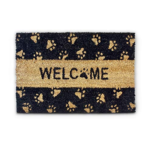 Relaxdays Welcome – Felpudo con Motivo de patitas para la Entrada de su hogar Hecho de Fibras de Coco y PVC con Medidas 40 x 60 cm Antideslizante Elemento Decorativo, Color Natural y Negro Relaxdays Welcome – Felpudo con Motivo de patitas para la Entrada de su hogar Hecho de Fibras de Coco y PVC con Medidas 40 x 60 cm Antideslizante Elemento Decorativo, Color Natural y Negro