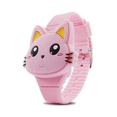 Reloj para niños, Reloj para niñas Digital Lindo Forma de Gato Rosa LED Moda Silicona Banda diseño de Concha Reloj de Pulsera niñas niños Regalos