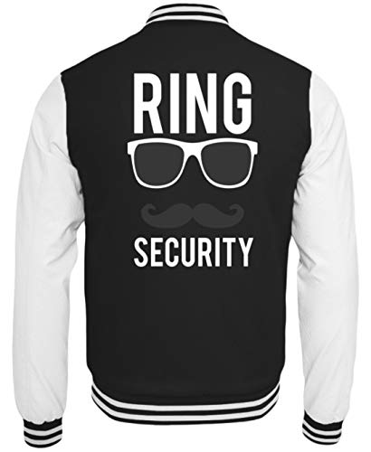 Ring Security – Anillo de boda para padrino de boda – Diseño sencillo y divertido – Sudadera universitaria blanco y negro XS
