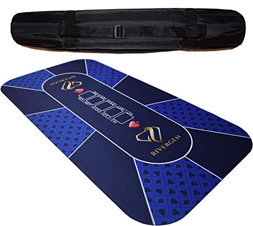 Rivergen Alfombra de póker 120 x 60 cm (Azul) Espesor 3 mm | Bolsa de Transporte incluida | Tapete de Póker | Alfombra de póquer Texas Holdem | Tablero de póquer | Antideslizante Rivergen Alfombra de póker 120 x 60 cm (Azul) Espesor 3 mm | Bolsa de Transporte incluida | Tapete de Póker | Alfombra de póquer Texas Holdem | Tablero de póquer | Antideslizante