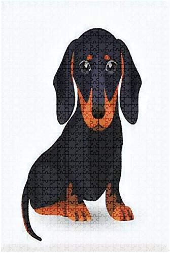 Rompecabezas de madera 500 piezas Dachshund Weiner Raza de perro Vintage Retro Estilo de los años 70 Arte en negro Divertido y desafiante Rompecabezas Juego Juguetes Regalo Decoración para el hogar-P