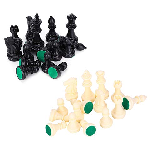 ROSEBEAR Juego de Piezas de Ajedrez de Plástico Juego de Ajedrez Internacional Juego de Piezas de Ajedrez Completo en Blanco Y Negro ROSEBEAR Juego de Piezas de Ajedrez de Plástico Juego de Ajedrez Internacional Juego de Piezas de Ajedrez Completo en Blanco Y Negro
