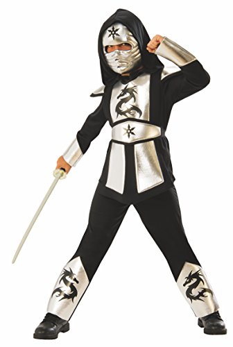 Rubies - Disfraz ninja dragon silver para niño, infantil 5-6 años (Rubies 641142-M)