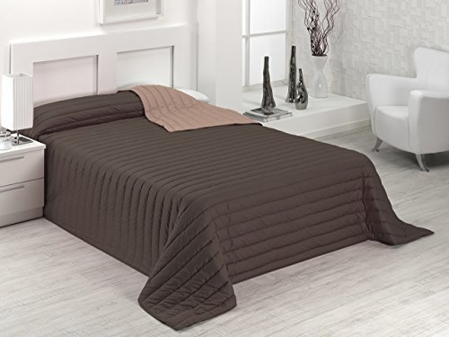 SABANALIA - Colcha Bicolor Multiuso Tutto (Disponible en Varias Medidas y Colores) - Cama 150, Chocolate/Tierra