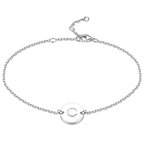 sailimue Pulseras Plata de Ley 925 para Muje Niñas Inicial de Cadena Letra A-Z Pulsera 16.5+5CM Ajustable sailimue Pulseras Plata de Ley 925 para Muje Niñas Inicial de Cadena Letra A-Z Pulsera 16.5+5CM Ajustable
