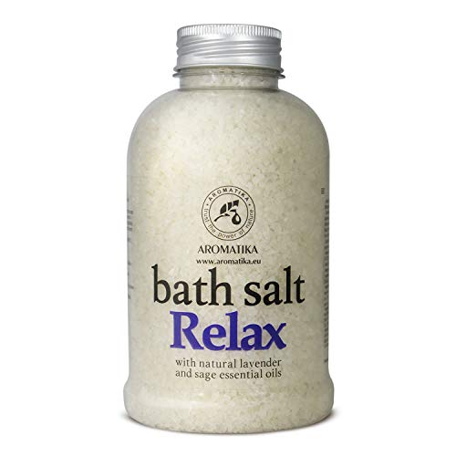 Sales de Baño Relajantes 600g - con Aceite Esencial de Lavanda y Salvia - Poseen Propiedades Beneficiosas para Lograr Un Buen Descanso y Reducir el Estrés - Cuidado Corporal - Baños Relajante