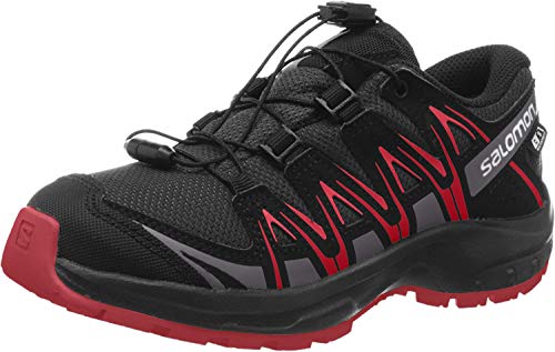 Salomon XA Pro 3D CSWP J, Zapatillas de Deporte Unisex Adulto, Negro/Rojo (Black/Black/High Risk Red), 37 EU