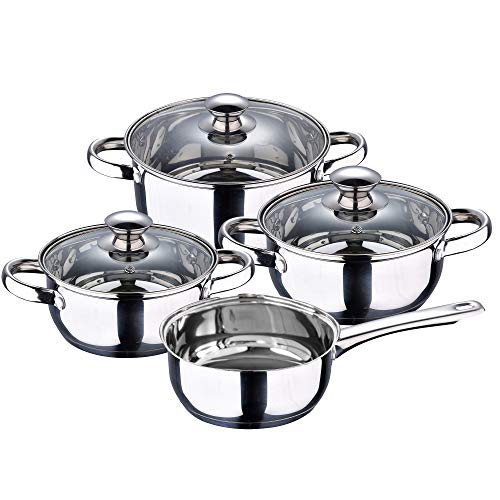 San Ignacio Batería de cocina 7 piezas Cazo sin tapa Ø16 (1.5L) / Cacerola Ø16 (1.5L) Cacerola Ø18 (2.0L) Cacerola Ø20 (3.0L), acero inoxidable, inducción San Ignacio Batería de cocina 7 piezas Cazo sin tapa Ø16 (1.5L) / Cacerola Ø16 (1.5L) Cacerola Ø18 (2.0L) Cacerola Ø20 (3.0L), acero inoxidable, inducción