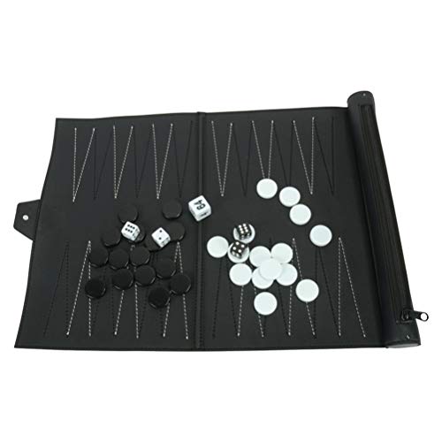 Sarari Tablero de ajedrez de piel, portátil, juego de backgammon plegable, juego de rompecabezas, regalo para niños y adultos Sarari Tablero de ajedrez de piel, portátil, juego de backgammon plegable, juego de rompecabezas, regalo para niños y adultos