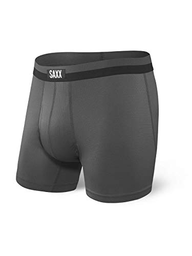 SAXX Men's Sport Mesh Slim Fit 5" Boxer Brief Underwear Graphite Gray M