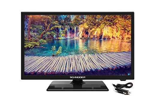 Schneider Consumer - Televisión LED 24" HD 220/12V, LED24-SCP100HC, HDMI, USB, Adaptador 12v Especial Coches y autocaravanas, Negra