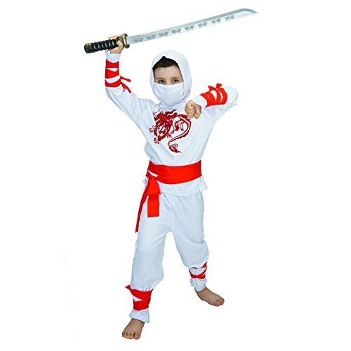 SEA HARE Disfraz de Disfraz de guerrera Samurai de White Power para niño (L)