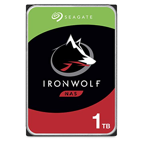 Seagate IronWolf, 1 TB, NAS, Disco duro interno, HDD, CMR 3,5" SATA 6 Gb/s, 7200 r.p.m., caché de 256 MB para almacenamiento conectado a red RAID, Paquete Abre-fácil (ST1000VNZ02)