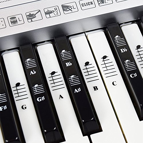 Set Completo di Stickers a Note Musicali per Piano e Tastiera con EBook con Canzoni da Piano per Facili Lezioni di Piano; Trasparenti e Rimovibili