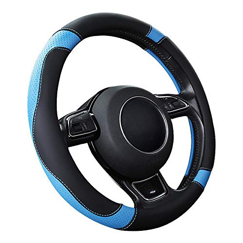 SFONIA Cubierta del Volante Fundas para Volante de Cuero del Microfibra Universal 37-38cm / 15" Antideslizante Transpirable Durable (Azul)