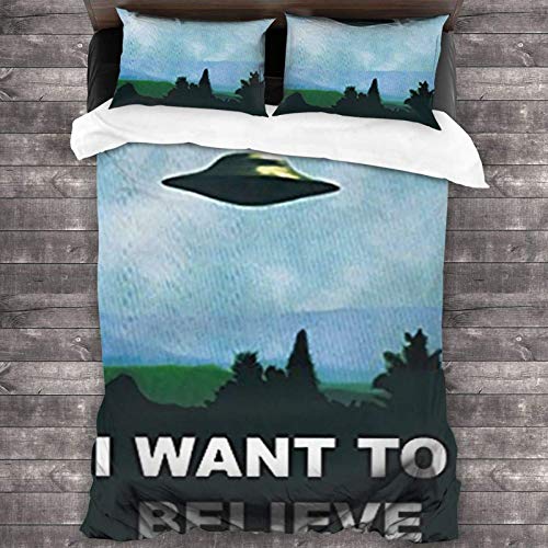 shenguang I Want to Believe - Juego de edredón de edredón de Ropa de Cama X-Files Juego de Ropa de Cama Suave Decorativa Juego de 3 Piezas Funda de Almohada Talla única