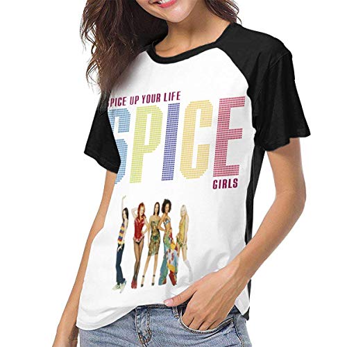 Shichangwei Spice Up Your Life Spice - Camisetas de béisbol para mujer, estilo casual, cuello redondo, color negro
