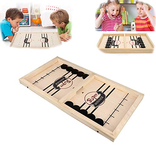 SHUBIAO Wooden Table Board Games Hockey Board-Game Fast Hockey Sling Puck Game, Table Desktop Slingshot Games Toy, Winner Board Games Toys for Family Board Games (Large)